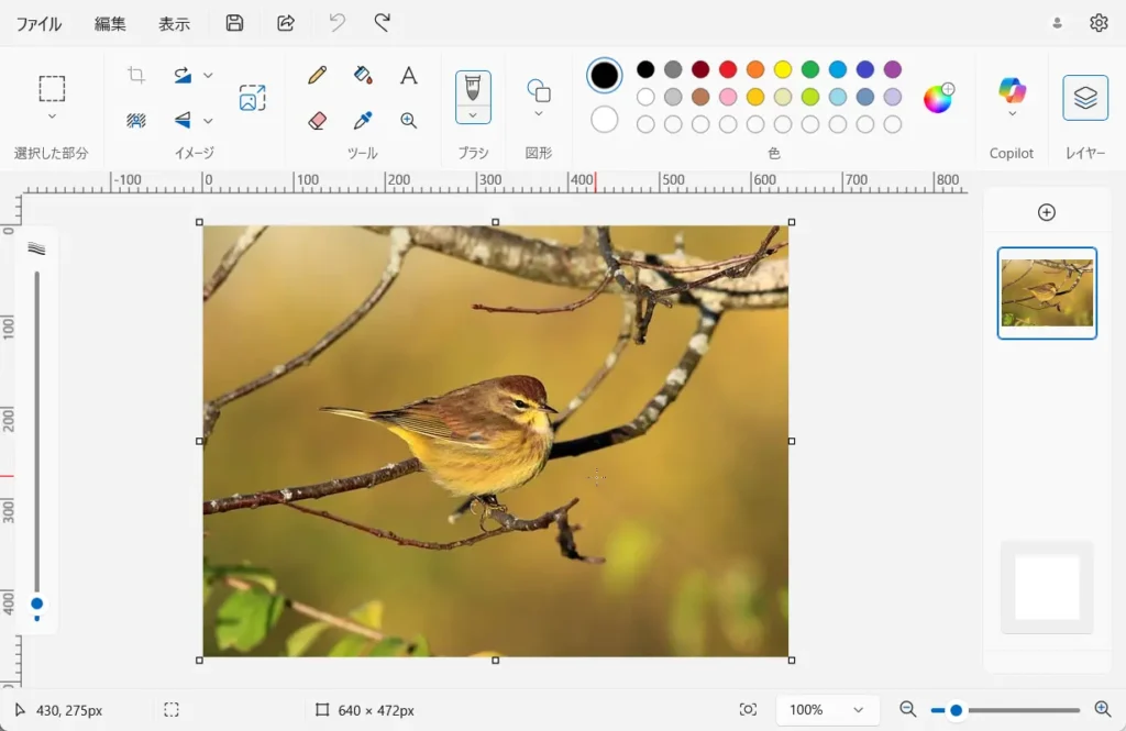 ペイントの透過処理で画像の背景を透明に